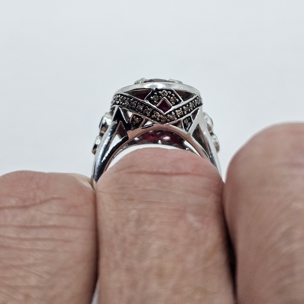 Genuine Rarities Carol Brodie Ruby, Champagne Diamonds & Blue Topaz Sz 7.75 - Picture 16 of 17